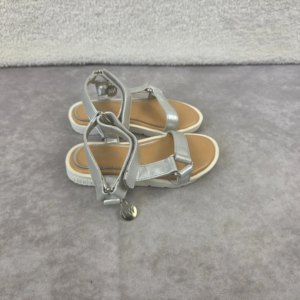 Nine West Toddler Girls Lil Daya Sandals Silver Metallic Strappy NWS4380 7M